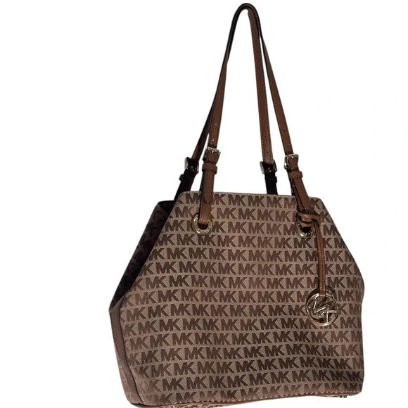 MICHAEL Michael Kors Brown Shoulder Bag with Monogram Pattern - Picture 1 of 4